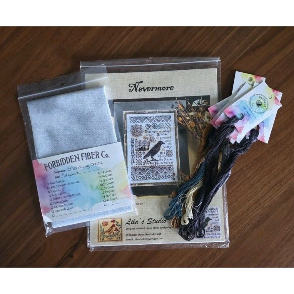 Nevermore by Lila's Studio Cross Stitch Kit~Forbidden Fiber Thread & Fabric
